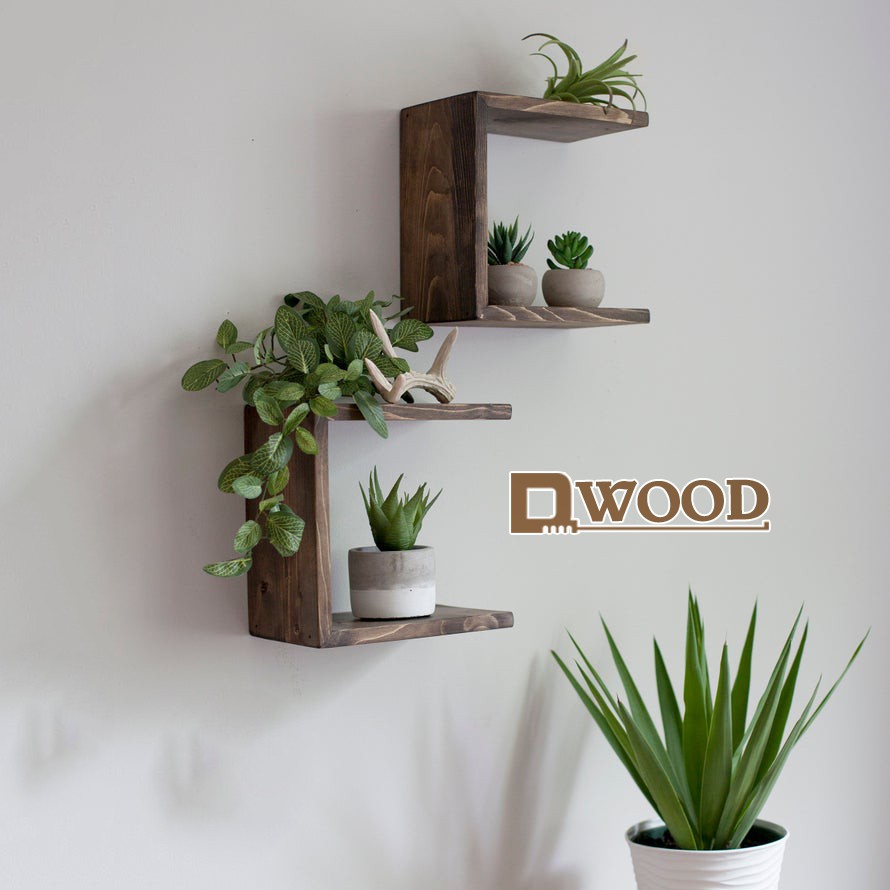 Kệ Gỗ Chữ C Treo Tường Decor Không Gian Dwood