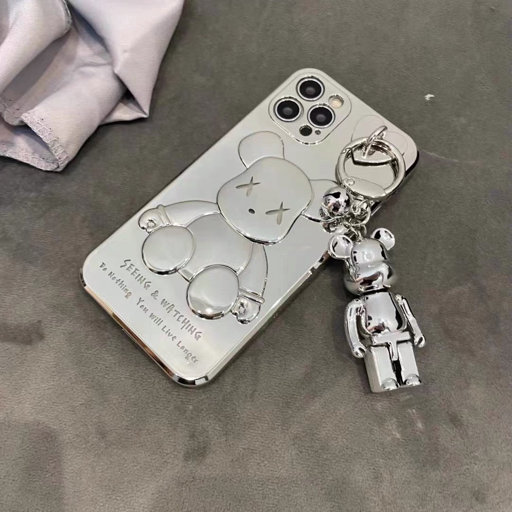 Ốp Điện Thoại Họa Tiết Gấu Hoạt Hình Phối Kim Tuyến Cho Iphone ins 12 pro max 11 xs max xr x 8 plus 13 promax