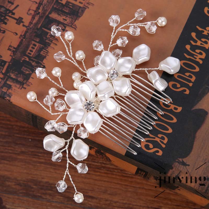 GETNOIVAS Cài tóc đính hạt ngọc phụ kiện ngày cưới cho cô dâu