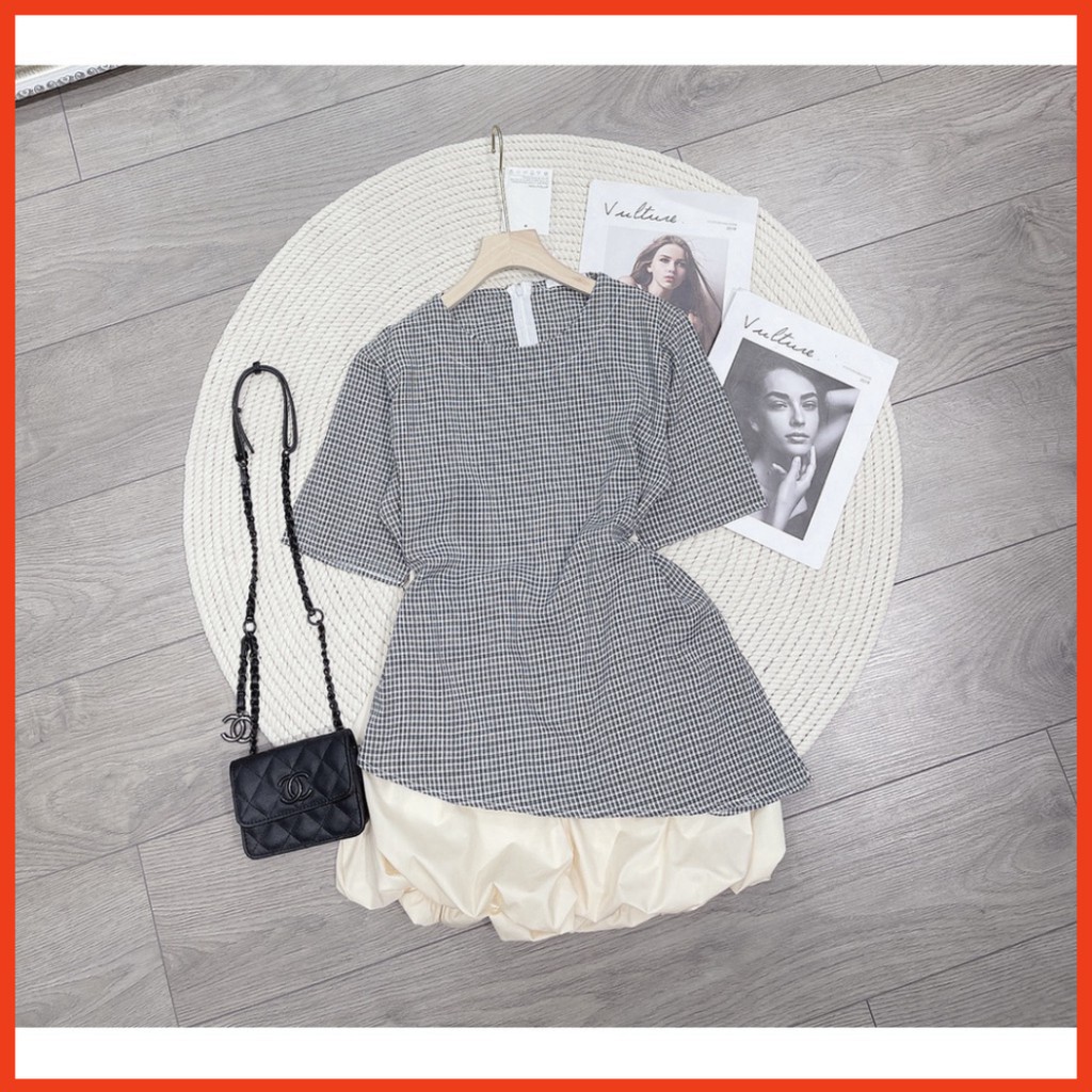 Sale Set Đồ Nữ Áo Caro Rúm Vạt Lệch Quần Bí Sang Chảnh Cá Tính Đi Chơi 🔥FREESHIP+ GIÁ SỈ🔥 Bộ Đồ Nữ Đẹp Hàn Quốc (Vide