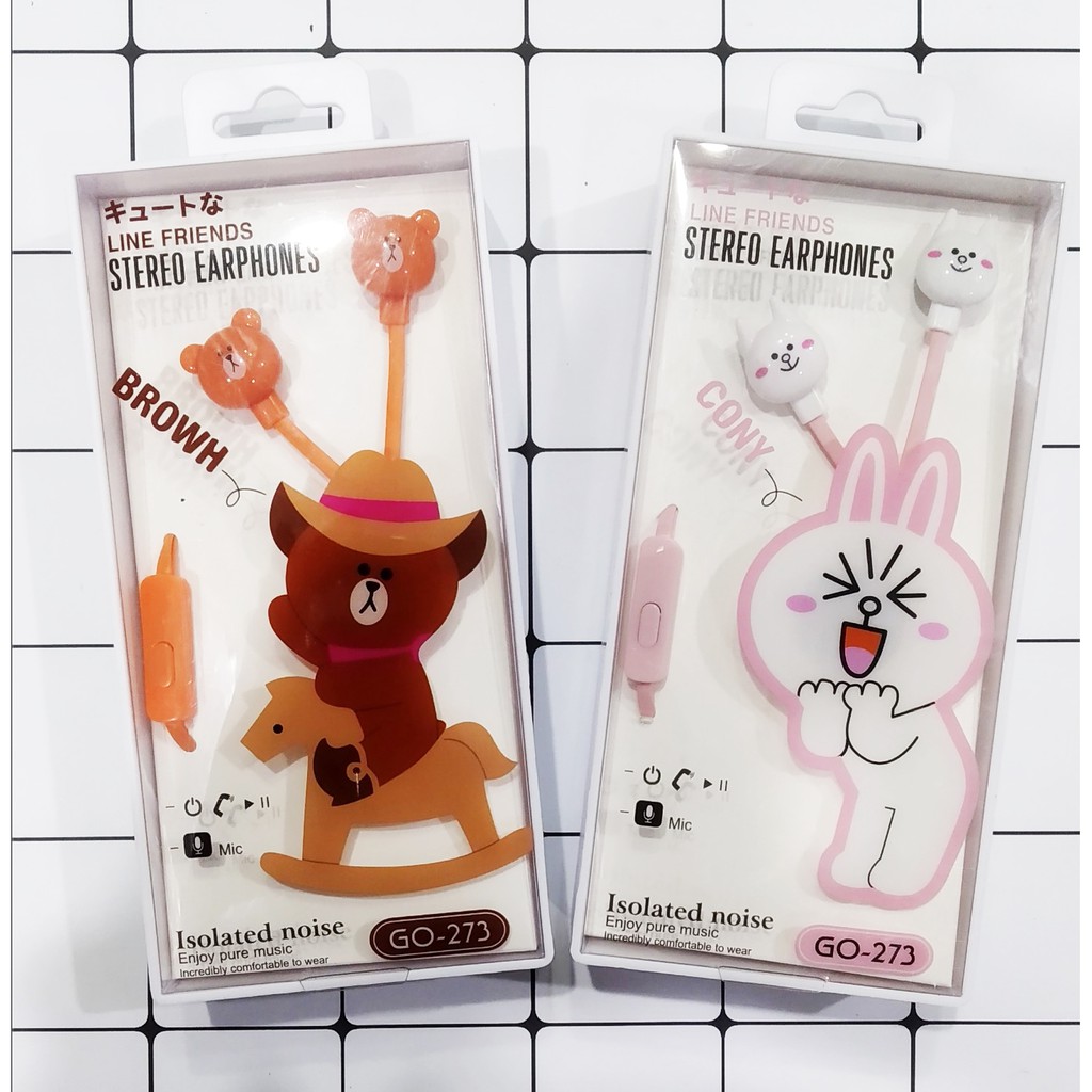 tai nghe vô diện đeo tai TNĐT36 gấu brown thỏ cony vịt sally GO-273 tai nghe cute tai nghe dễ thương