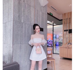 Đầm cúp ngực lụa thái phối voan from chuẩn Eriscos