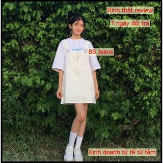 Yếm váy phối túi đẹp - váy yếm kaki kem - đen và xanh jean size S-M-L từ Panda Store