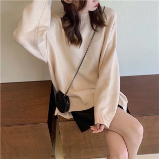 Áo len trơn xẻ tà dáng oversize