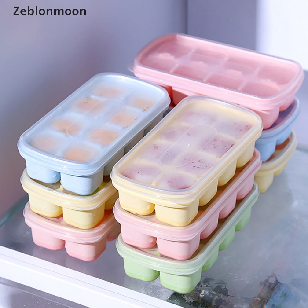 Khuôn Silicone Làm Đá Viên 8 Ô Có Nắp Trong Suốt