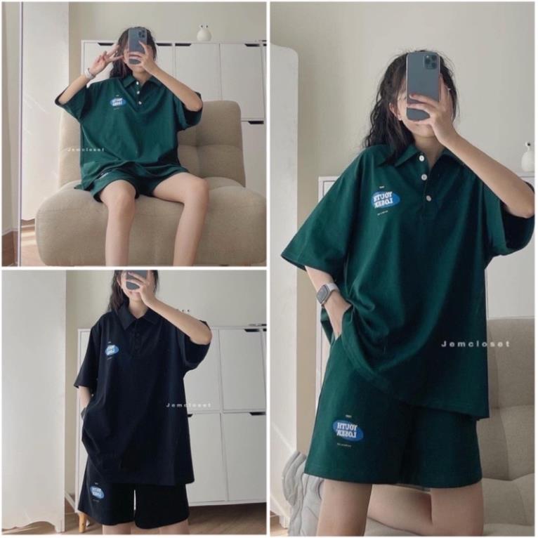 Set Đồ Nữ Đi Chơi Cá Tính Rubystore Set Bộ Nữ Quần Short Và Áo Polo BONIN Chất Cotton Mịn Lên Form Siêu Xinh
