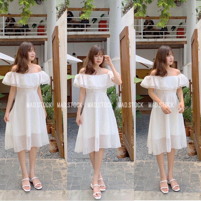 ĐẦM TRẮNG CÔNG CHÚA TRỄ VAI VOAN TƠ  VÁY TRẮNG CÔNG CHÚA