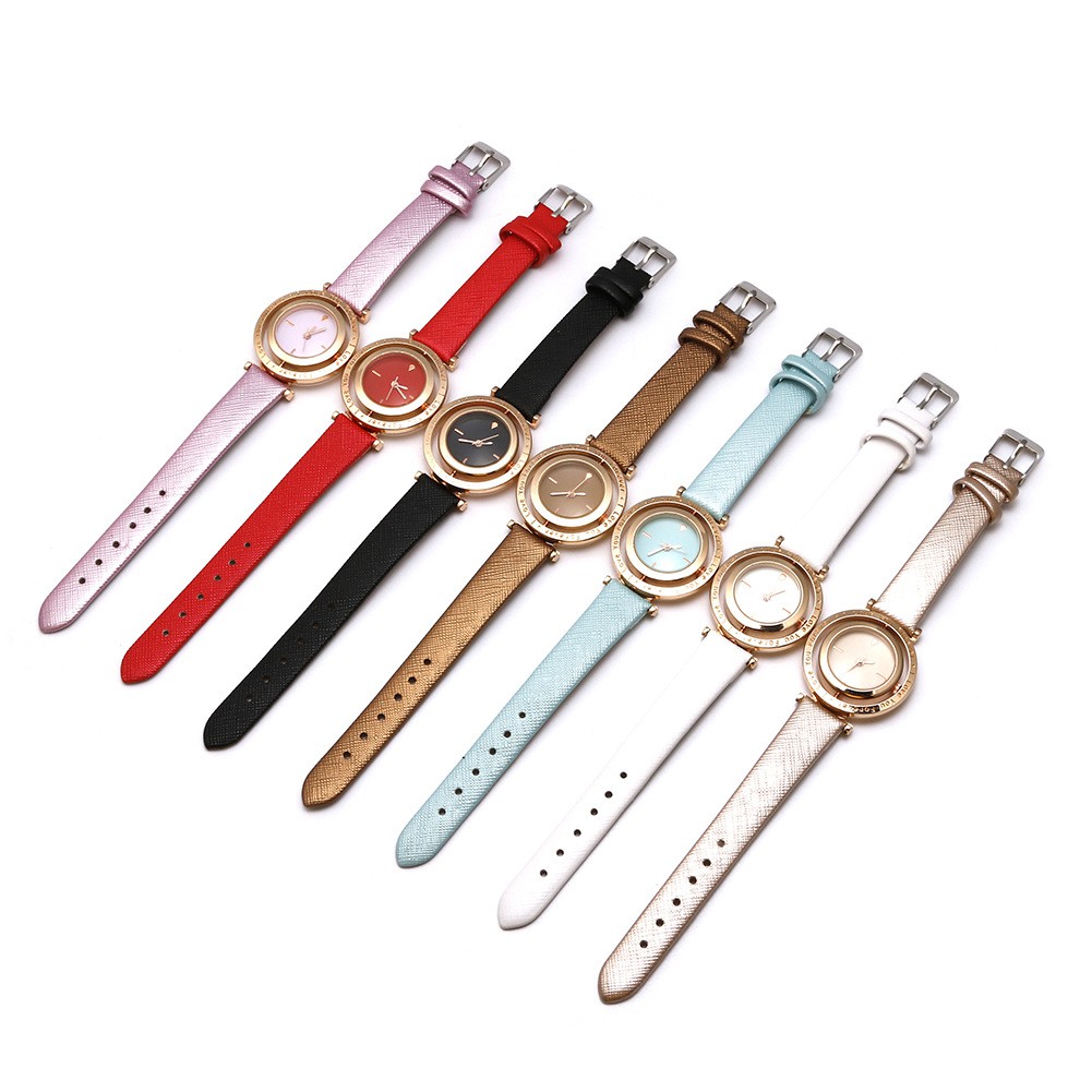 Đồng hồ đeo tay nữ dây da DZINER ND28 chính hãng mặt xoay 360 độ LINDO