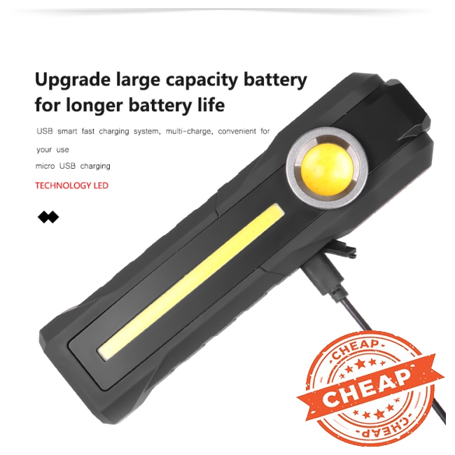 Đèn pin LED+COB cầm tay dạng gập hít nam châm cổng sạc USB