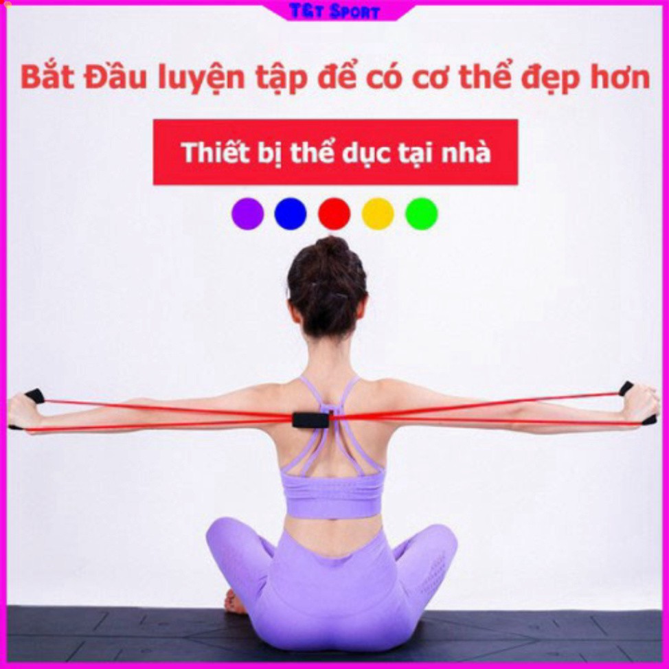 Dây Tập Yoga - Dây Kéo Cao Su Tập Gym Kháng Lực Thể Dục Tại Nhà Cho Nam Nữ Đa Năng Ngũ Sắc số 8 T&T