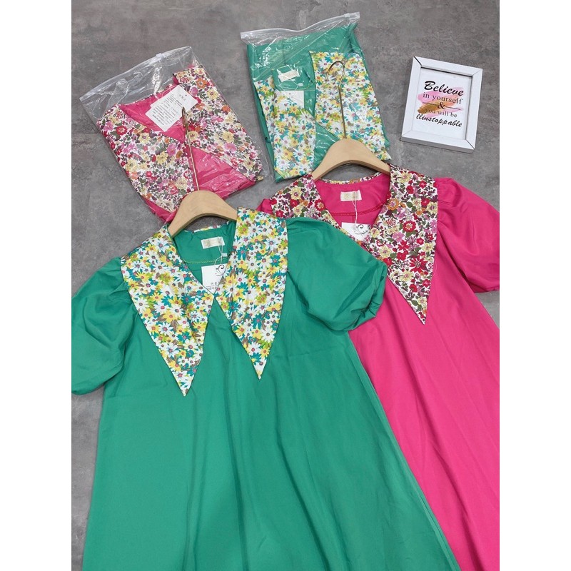 [Hàng Chuẩn] Váy Nữ Xinh Cổ Hoa Tay Phồng , Đầm Nữ Hồng Dáng Babydoll Siêu Xinh Có Ảnh Thật Kèm Video | BigBuy360 - bigbuy360.vn