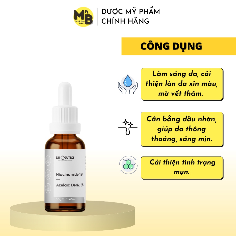Tinh Chất DrCeutics Niacinamide 15% Và Azelaic Deriv 5% Serum Làm Mờ Thâm Và Thu Nhỏ Lỗ Chân Lông (30ml)