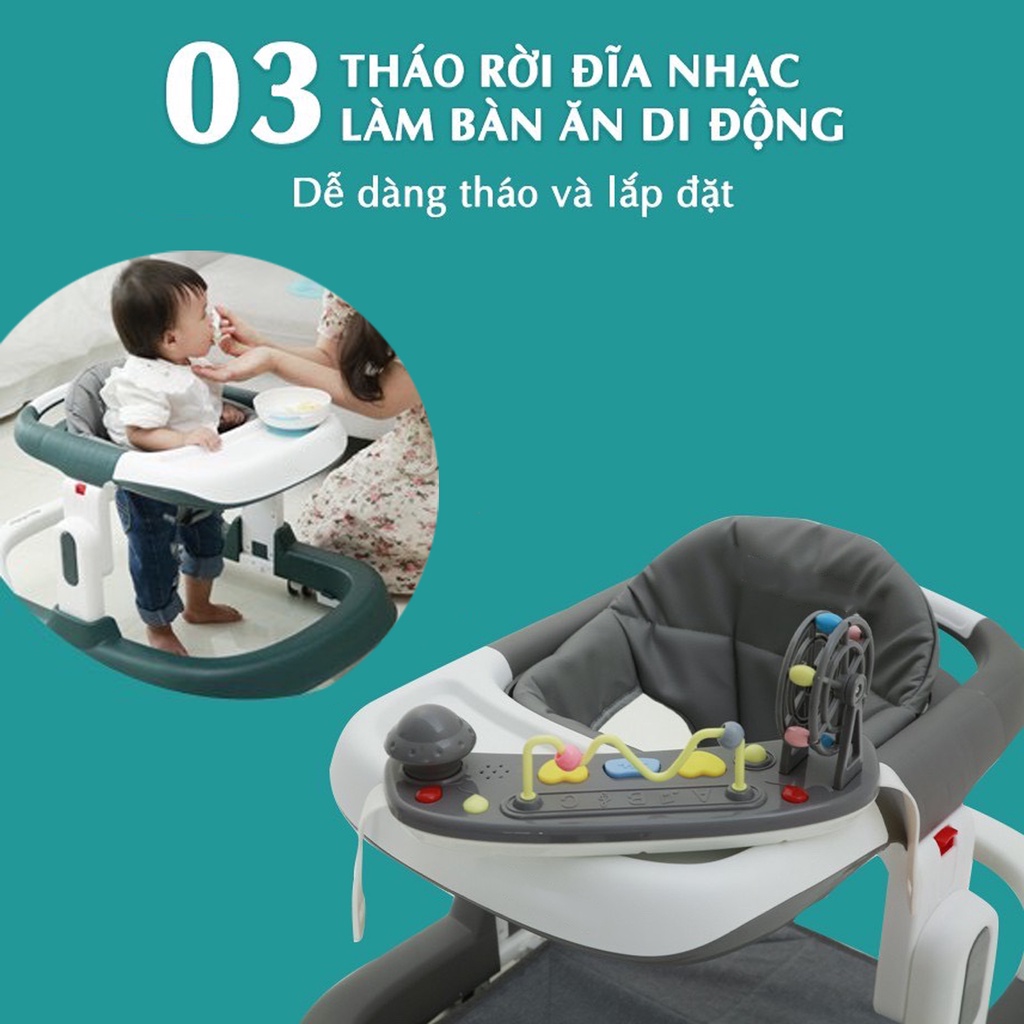 Xe tập đi chữ U cho bé, có bàn phát nhạc kèm bàn ăn Vbaby 009 - bảo hành 1 năm
