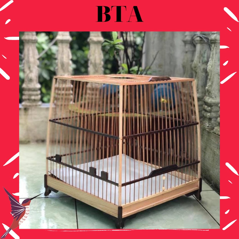 Khung lồng chim chào mào thái đấu vuông đấu gỗ tần bì FULL PHỤ KIỆN cực dẹp dễ lắp ráp BA KL02