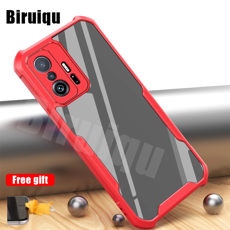 Casing Xiaomi Mi 11T 11T Pro Hard Case PC Clear Cover Camera Lens All-inclusive 4 Sides TPU Shockproof Reinforced Corners