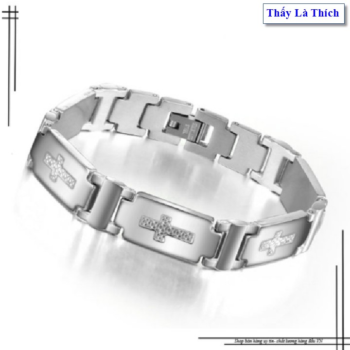 Lắc tay thánh giá titan của nam - Cam kết 1 đổi 1 nếu đen & gỉ sét
