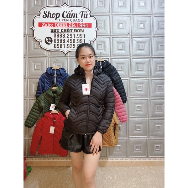 Áo phao nữ siêu nhẹ D'layla hàng Vnxk có mũ giữ âm chất phao siêu mềm | BigBuy360 - bigbuy360.vn