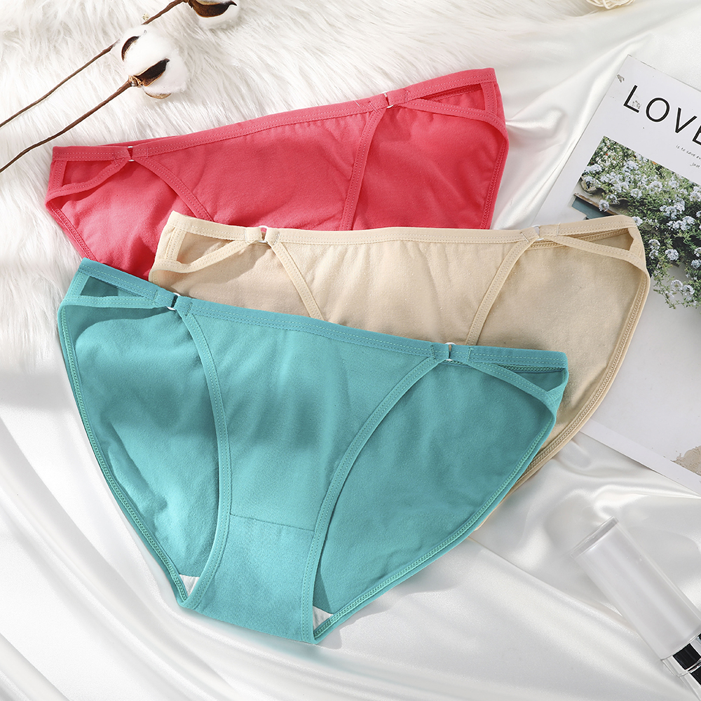 Quần Lót Levao Lưng Thấp Vải Cotton Rỗng Gợi Cảm Thoáng Khí Size Lớn Màu Trơn Dành Cho Bạn Nữ