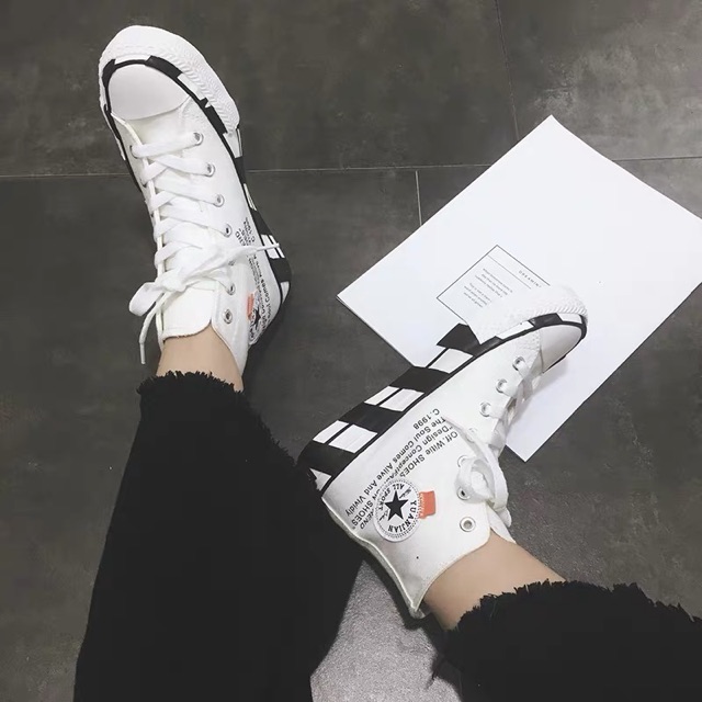 SĂNX DUY NHẤT SIZE 43 Giày cao cổ buộc dây nam nữ đế sơn sọc đen trắng | BigBuy360 - bigbuy360.vn