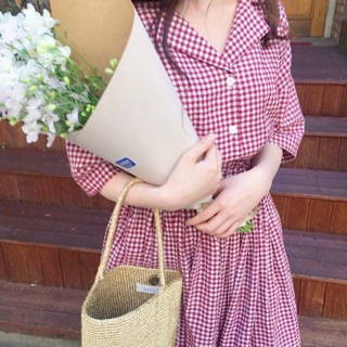 Đầm váy caro đỏ xoè