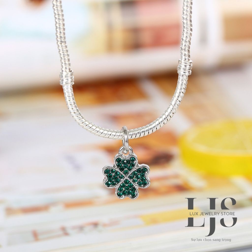 Charm Lux Jewelry, charm cỏ 4 lá cho vòng pandora - LUX886