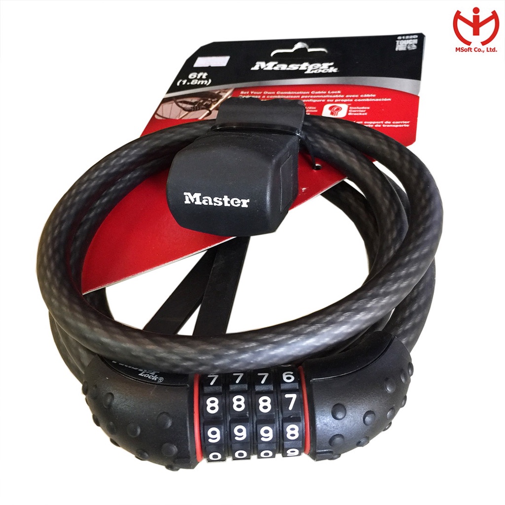 [Hỏa tốc HCM] Khóa số xe đạp Master Lock 8122 EURD dây cáp dài 1.8m x 12mm - MSOFT