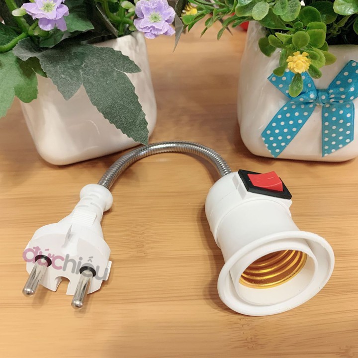 Đui đèn lò xo có công tắc