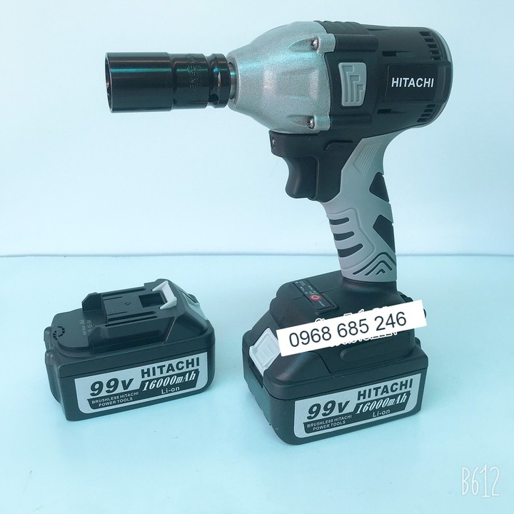 Siết bulong Hitachi 99V không chổi than 2 trong 1 - 2 PIN TẶNG ĐẦU CHUYỂN VÍT VÀ KHẨU 22