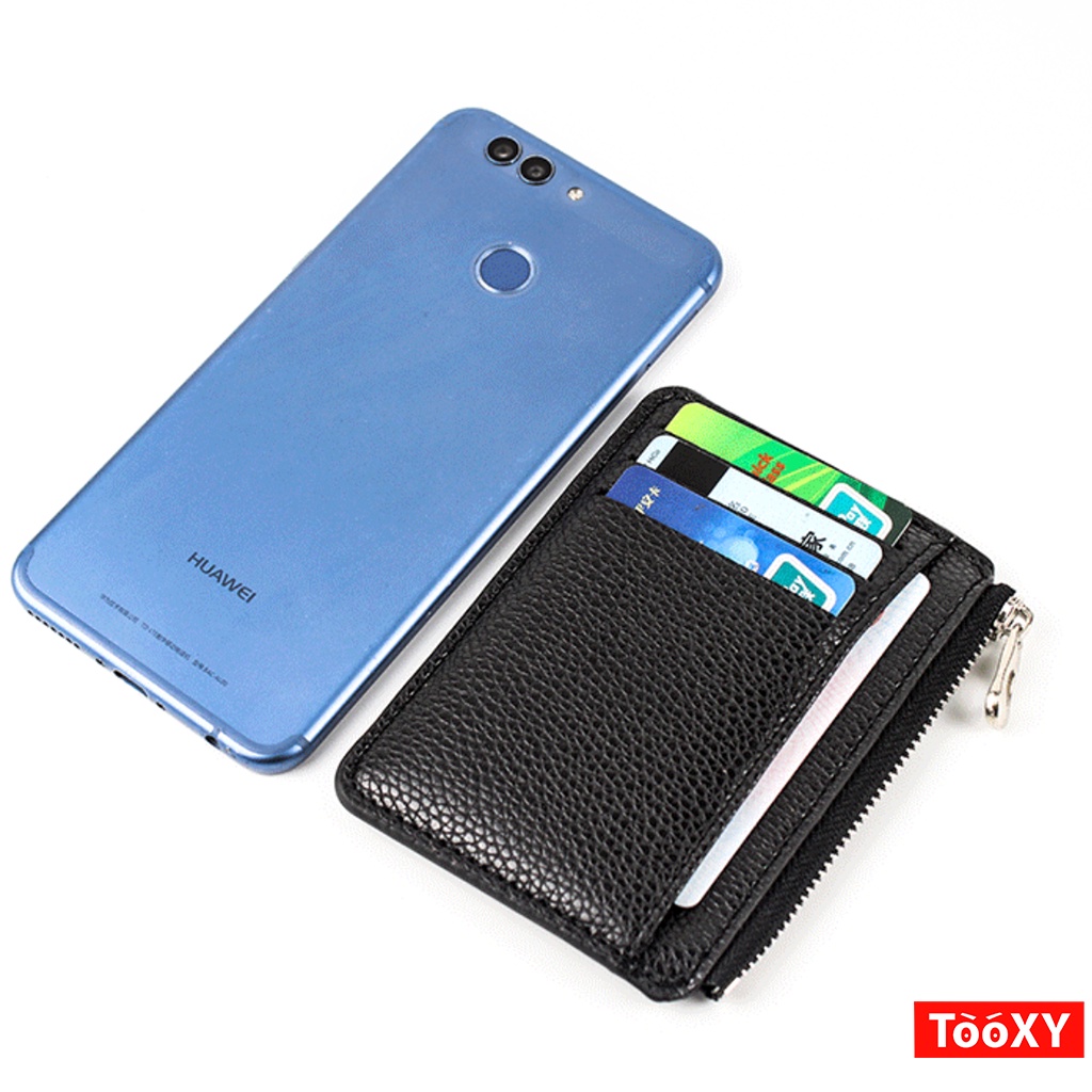 Ví da mini nam nữ cầm tay dáng đứng, Bóp da cao cấp đựng thẻ Card ATM, CMND, GPLX Nhỏ Gọn VD05