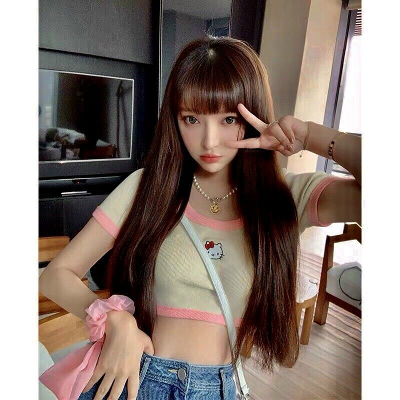 Áo kiểu croptop mèo kitty | BigBuy360 - bigbuy360.vn