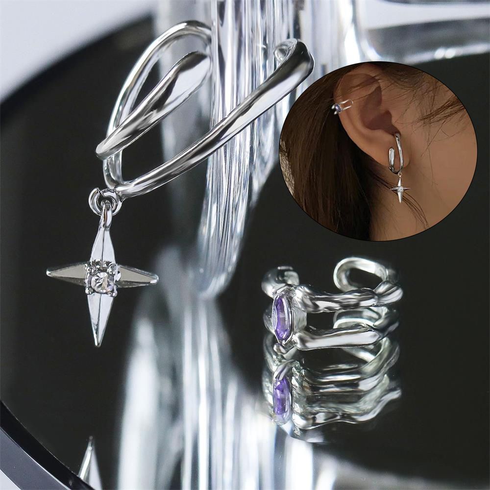 1 / 2 Khuyên kẹp vành tai không xỏ lỗ bằng hợp kim thời trang cho nam nữ