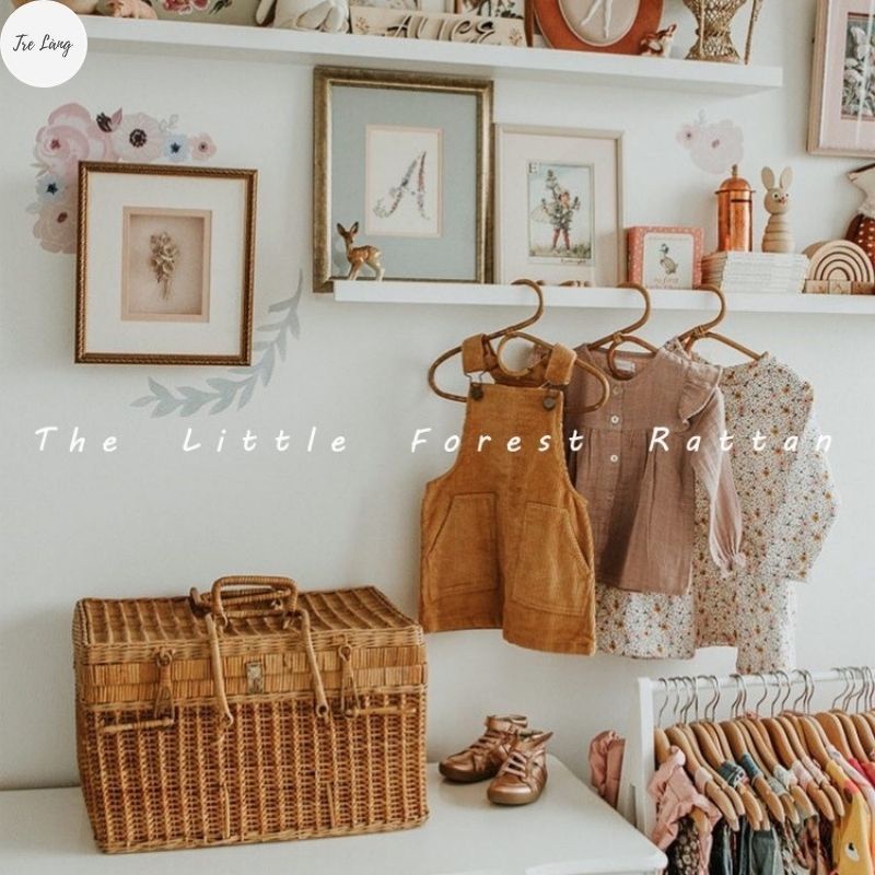 Móc treo quần áo decor vintage bằng mây chụp ảnh siêu xinh thân thiện môi trường