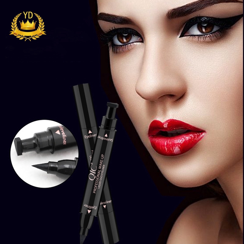 [Hàng mới về] 1 Bút kẻ mắt dạng lỏng hai đầu màu đen nắp hình tam giác kháng nước dùng trang điểm HB