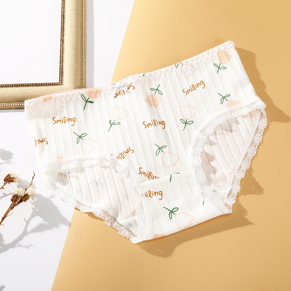 Quần lót AIJOLEN eo cao trung bình vải cotton thoáng khí không dấu vết in họa tiết đáng yêu cho nữ