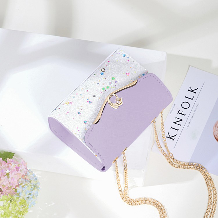 Túi Đeo Chéo Nữ Da Mềm Dễ Thương Khóa Gài T31 Tím Hoa Sim