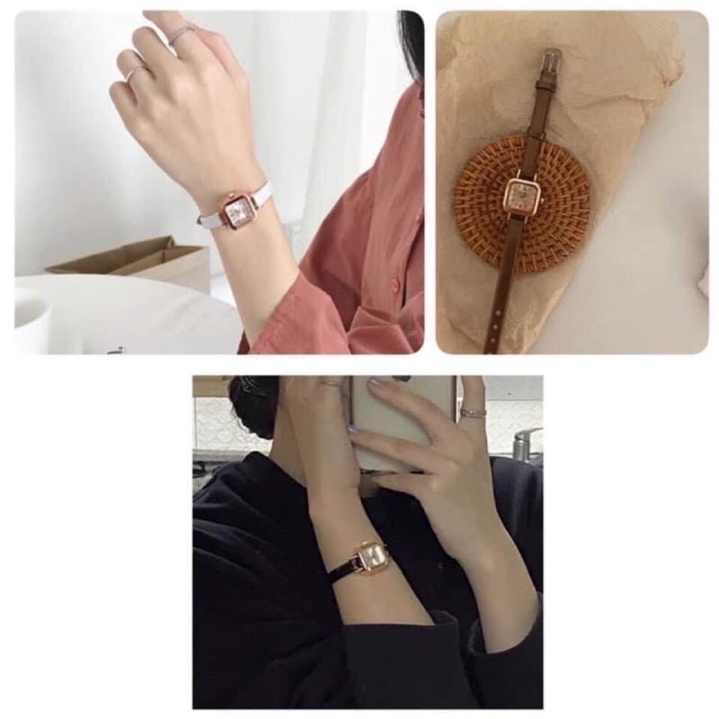 Đồng hồ nữ ulzzang mặt vuông tặng kèm pin
