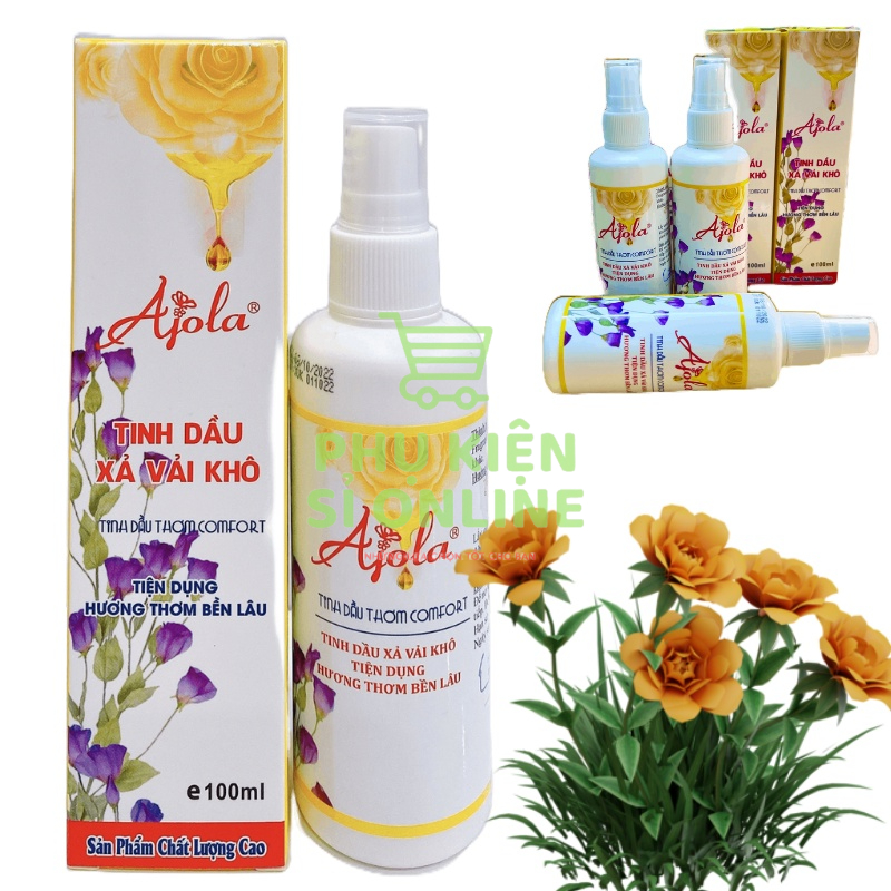 Tinh dầu xã vải khô Ajola mang hương ban mai Comfort suốt cả ngày 100ml, an toàn và tiện dụng cho mọi nhà