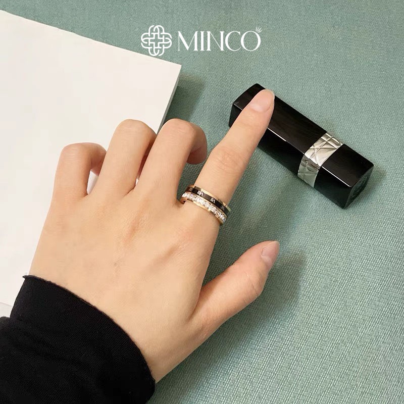 Nhẫn Nữ La Mã Bản Xoay Màu Vàng Hồng 14k Minco Accessories cách điệu phụ kiện thời trang unisex NT22