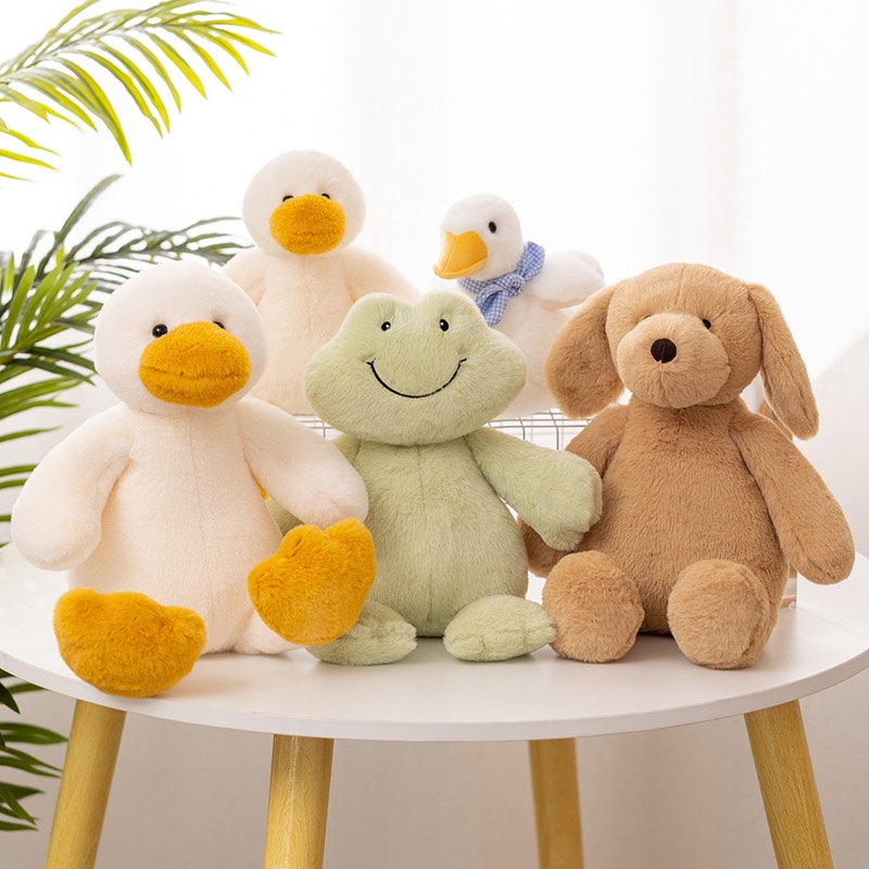 Bộ sưu tập các động vật nhỏ!Đồ Chơi Nhồi Bông Hình Chú Vịt con ếch Hoạt Hình Màu Trắng Đáng Yêu Dành Cho Bé