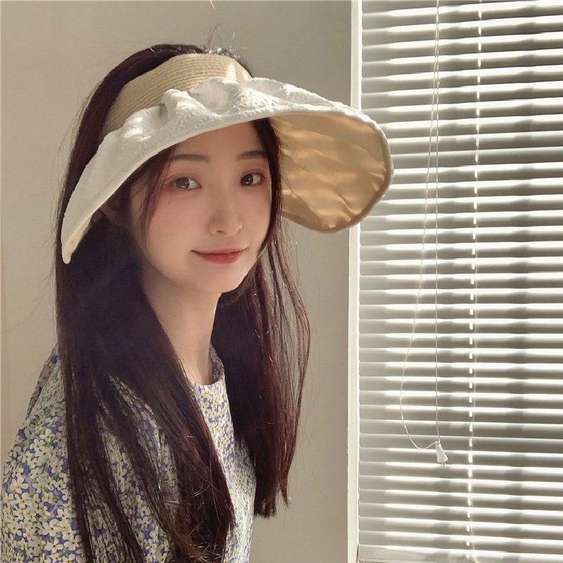 Nón Cói Đi Biển Vành Rộng Hở Đầu Vải Hoa Văn 2 Mặt L2137