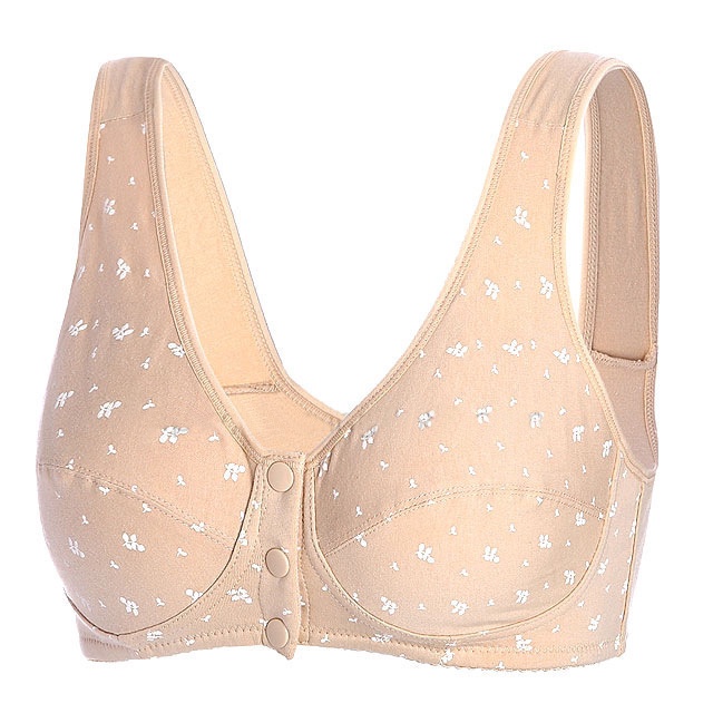 Áo Ngực Thể Thao Không Gọng Vải Cotton Cài Khóa Trước Plus Size