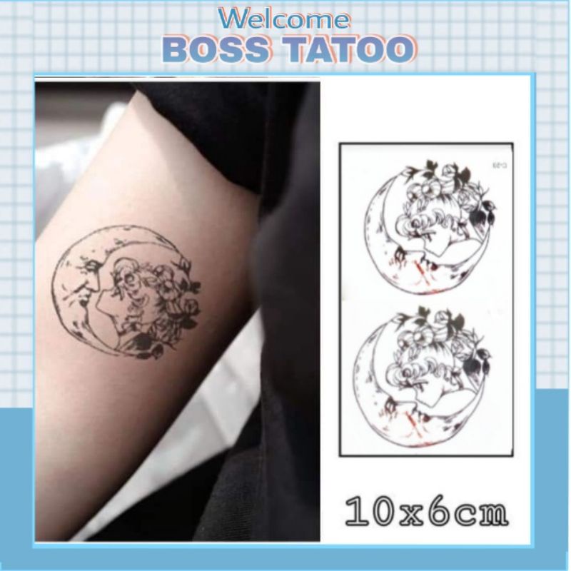 Hình xăm thủy thủ mặt trăng salor moon c20. Tatoo dán tạm thời size &lt;10x6cm