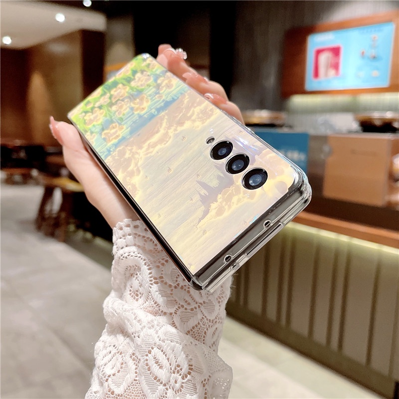Ốp Điện Thoại Blu-ray In Họa Tiết Hoa Cho Samsung Galaxy Z Fold 3 4 5G