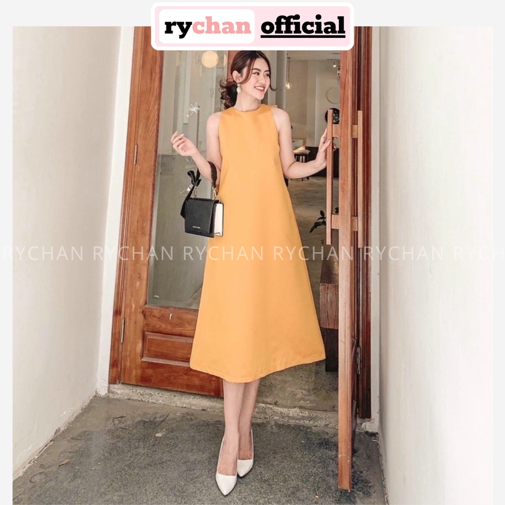 Đầm Thiết Kế Dự Tiệc Cổ Yếm Thắt Nơ Bản Cực Lạ To Dáng Suông Thanh Lịch Màu Hồng Vàng -  DX9892