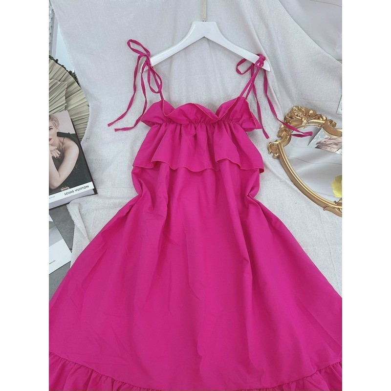 Đầm Xoè Nữ Dáng Công Chúa Cột Nơ Vải Lụa Thô Đũi Cao Cấp [ Bầu Bì Mặc Thoải Mái] | BigBuy360 - bigbuy360.vn