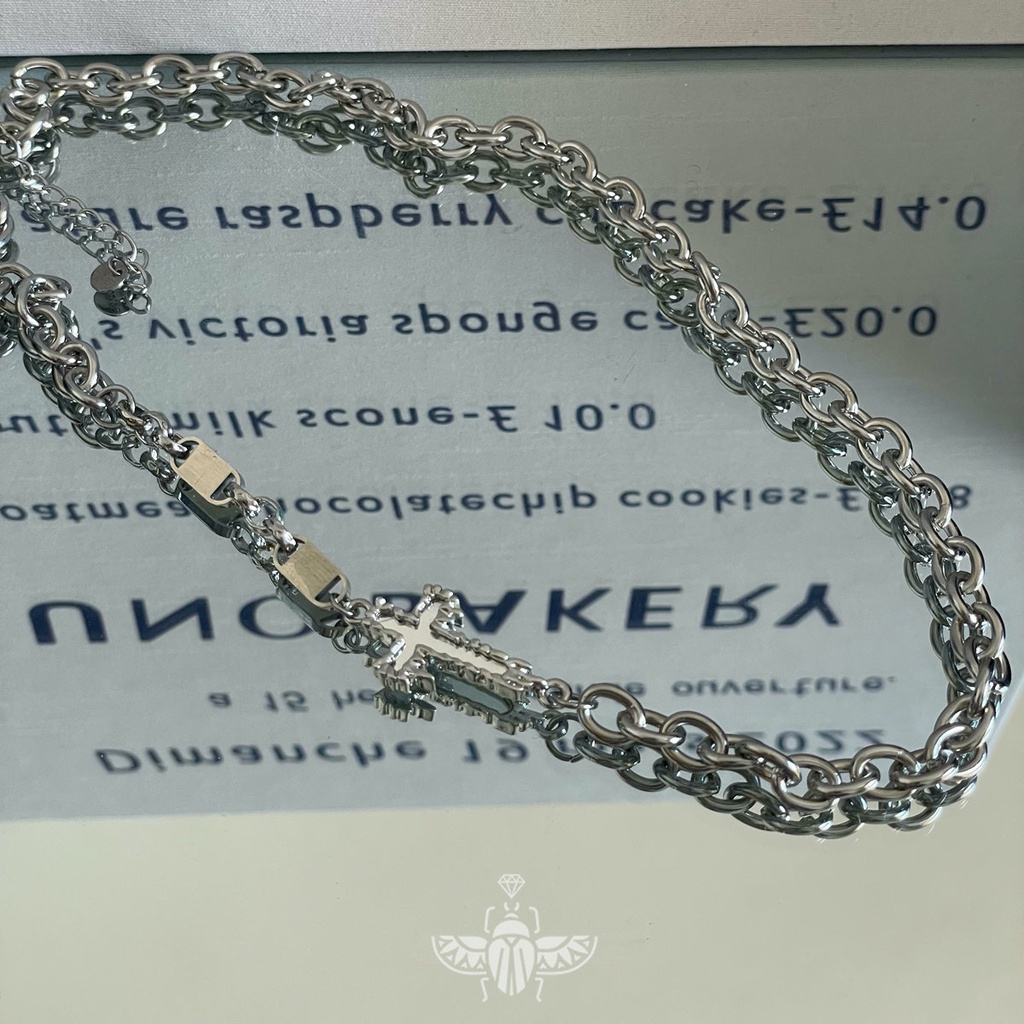 Vòng cổ Thép Titan Mặt Thánh Giá Phong Cách hip hop Cá Tính Cho Nam Và Nữ