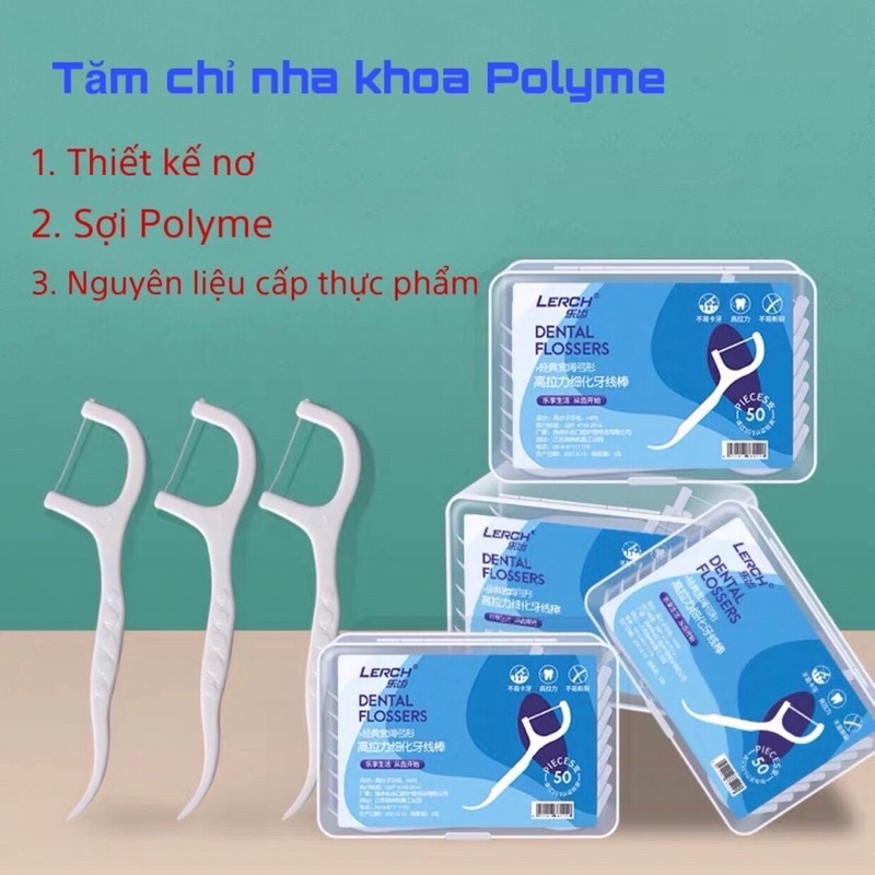 Hộp 50 Tăm Chỉ nha khoa bảo vệ răng miệng chống sâu răng, tăm chỉ nha khoa