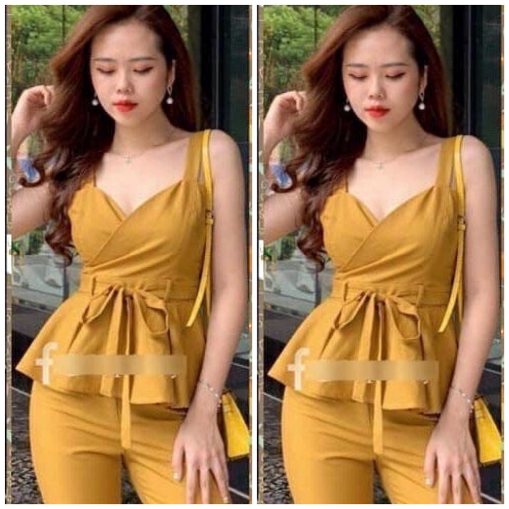 set bộ nữ thun cát 2 dây duyên dáng