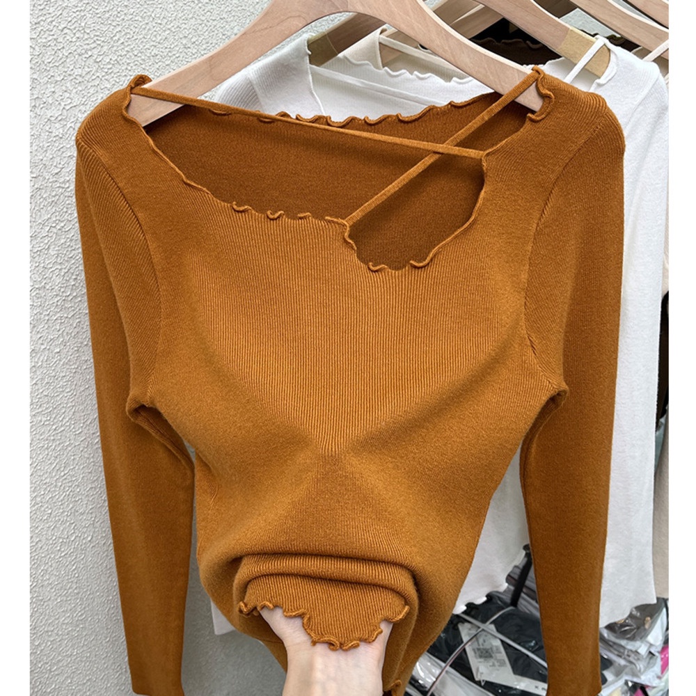Áo sweater Dệt Kim Thiết Kế Bất Đối Xứng Thời Trang Xuân Thu Cho Nữ