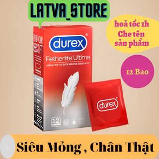 Bao cao su Durex Fetherlite Ultima Hộp 12 bao Siêu mỏng, Bó Sát, Hương Thơm.